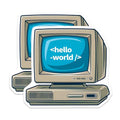 (2 Pack) Hello World Computer Magnets - Retro Tech Decor - 5" On Longest Side - for Cars, Fridges, Toolboxes - Made in USA - MAG7420