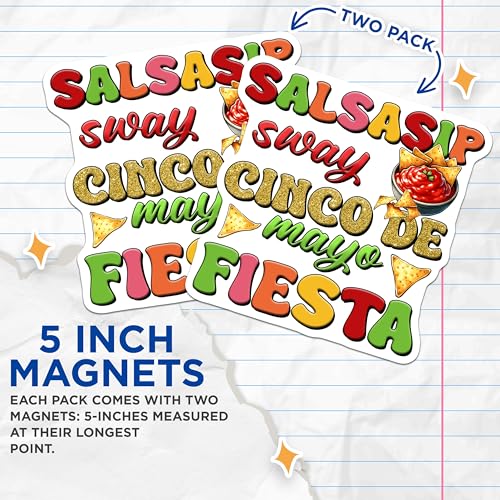 (2 Pack) Salsa Sip Magnets - Cinco de Mayo Fiesta - 5" On Longest Side - for Cars, Fridges, Toolboxes - Made in USA - MAG8232