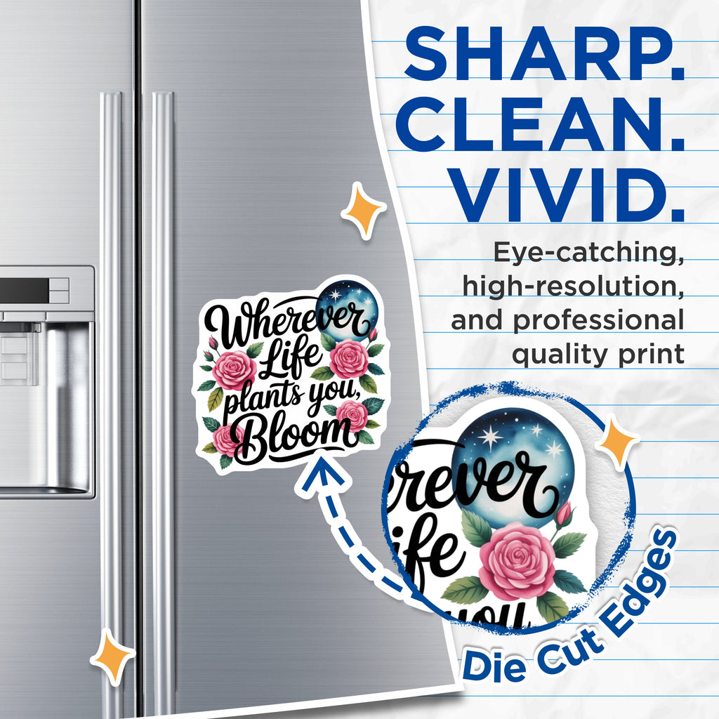 (2 Pack) Inspirational Quote Magnets - Floral Affirmation Decor - Motivational Refrigerator Present - 5 Inches On Longest Side - Thick Durable Magnet - Made in USA - MAG36584