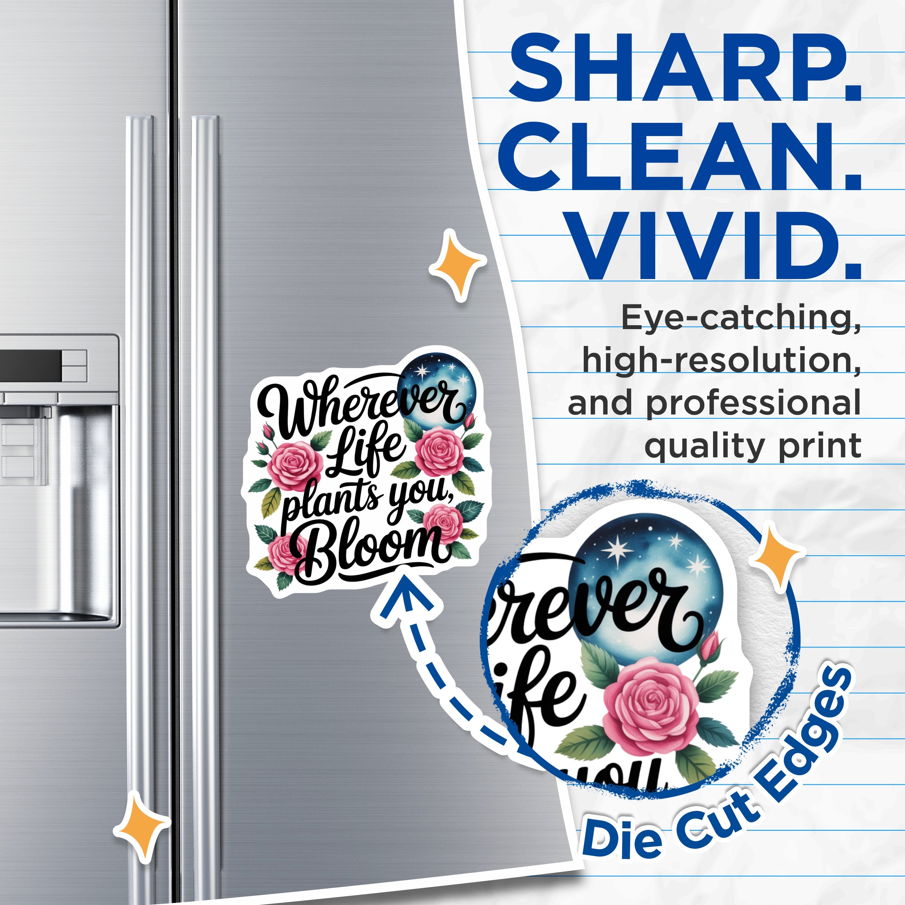 (2 Pack) Inspirational Quote Magnets - Floral Affirmation Decor - Motivational Refrigerator Present - 5 Inches On Longest Side - Thick Durable Magnet - Made in USA - MAG36584