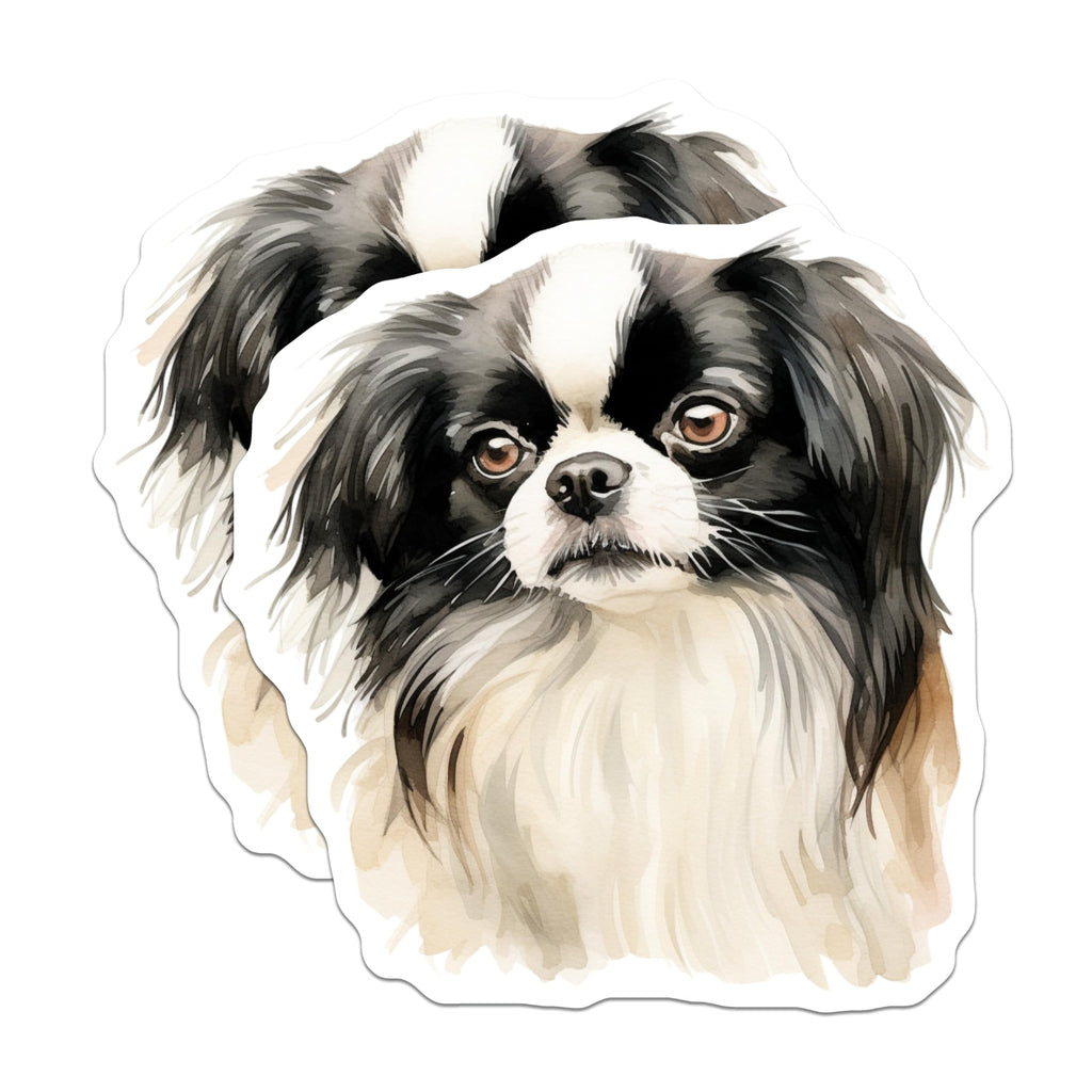(2 Pack) Japanese Chin Magnets - Watercolor Dog Art - Pet Lover Fridge Decor - 5 Inches On Longest Side - Thick Durable Magnet - Made in USA - MAG26073