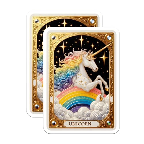 (2 Pack) Fantasy Wall Decor Magnet - Magical Rainbow Unicorns - 5" On Longest Side - Sticks to Smooth Flat Surfaces - Made in USA - MAG10154