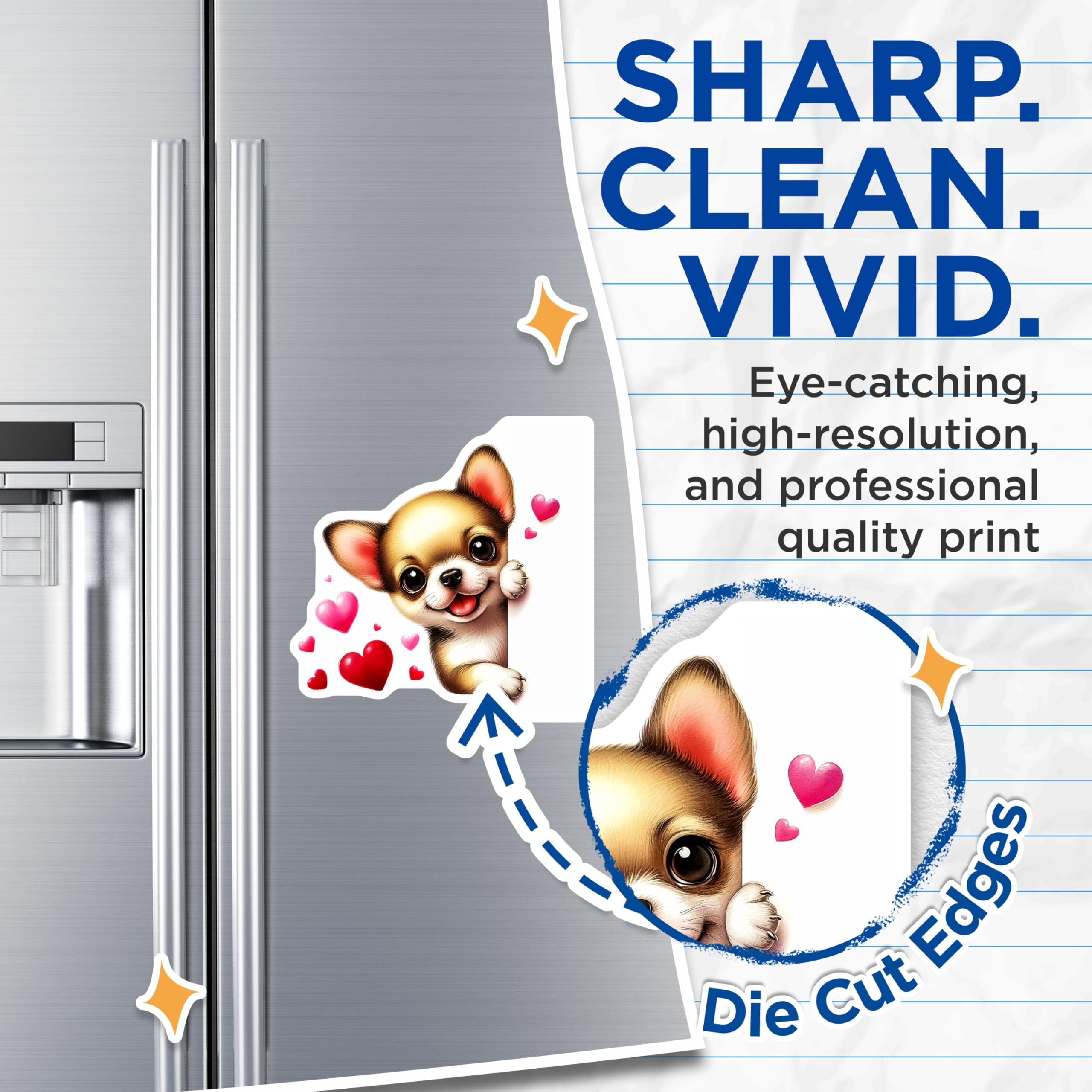 (2 Pack) Chihuahua Magnets - Cute Dog - Puppy Lover Gifts - 5" On Longest Side - Premium Magnet - for Cars, Refrigerators, Toolboxes, Lockers - Made in USA - MAG14298