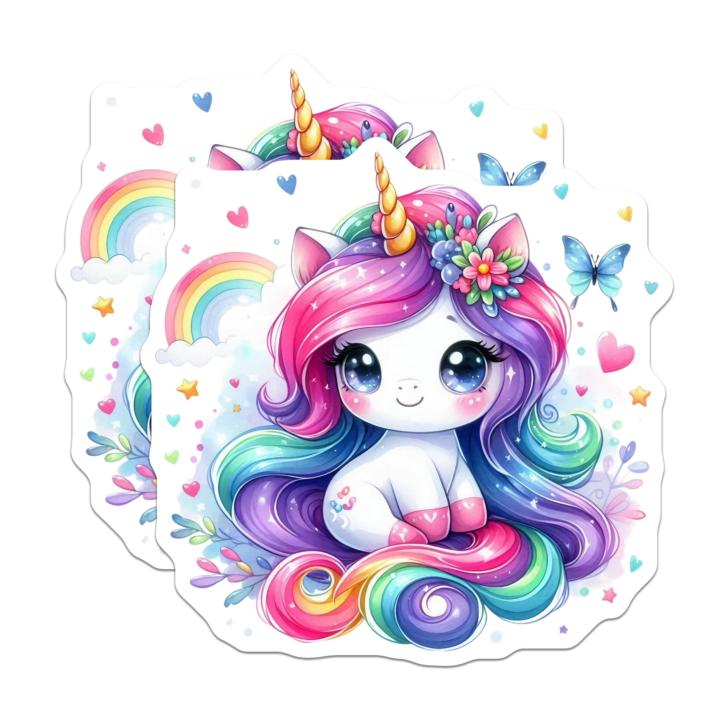 (2 Pack) Cute Unicorn Magnets - Rainbow Fantasy Decor - Kids Locker Fridge Accessories - 5 Inches On Longest Side - Thick Durable Magnet - Made in USA - MAG38797