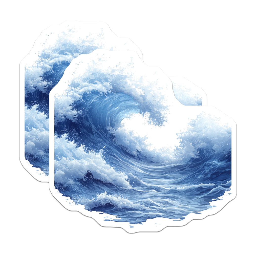 (2 Pack) Big Ocean Wave Magnets - Crashing Sea Water Decor - Nautical Coastal Kitchen Refrigerator Accents - 5 Inches On Longest Side - Thick Durable Magnet - Made in USA - MAG27282