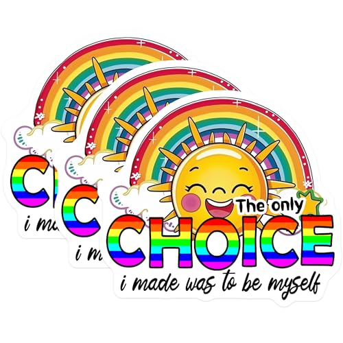 (3 Pack) Rainbow Decals - Motivational Stickers - Be Yourself Stickers - 3 Inches On Longest Side - Easy Peel & Apply - Made in USA - 3MCS7953