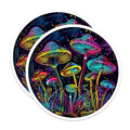 (2 Pack) Glowing Mushroom Stickers - Psychedelic Nature Sticker - Trippy Art Stickers for Laptops and Water Bottles - 5" On Longest Side - Sticks to Smooth Flat Surfaces - Made in USA - BMCS7096