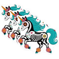 (3 Pack) Sugar Skull Unicorn Decals - Day of The Dead - Calavera Unicorn - 3 Inches On Longest Side - Easy Peel & Apply - Made in USA - 3MCS8221