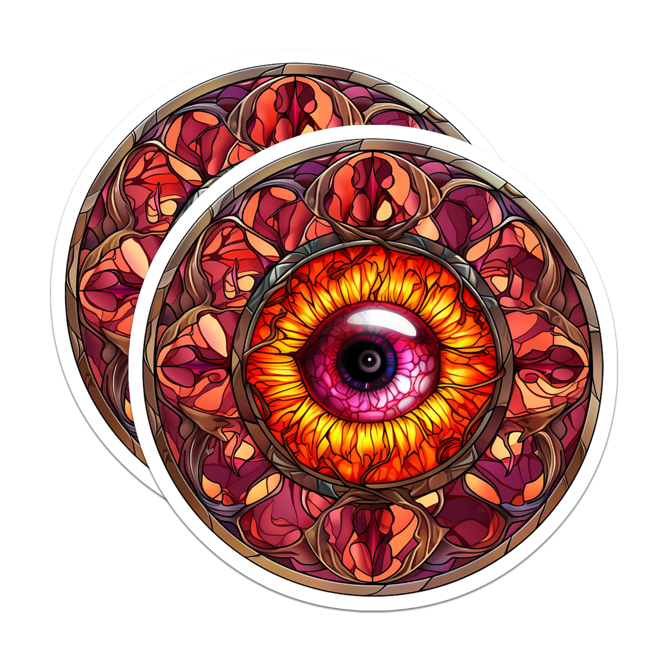 (2 Pack) Cosmic Eye Magnets - Stained Glass Vision Art - Mystical Mandala Decor - 5 Inches On Longest Side - Thick Durable Magnet - Made in USA - MAG20990