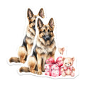 (2 Pack) German Shepherd Dog Magnets - Adorable Dog with Gift and Teddy Bear - Cute Dog Lover - 5" On Longest Side - for Cars, Refrigerators, Toolboxes, Lockers - Made in USA BMCS3473