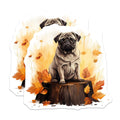 (2 Pack) Autumn Pug Magnets - Fall Dog Lover Decor - Cute Animal Kitchen Accent - Refrigerator Art - 5 Inches On Longest Side - Thick Durable Magnet - Made in USA - MAG26762