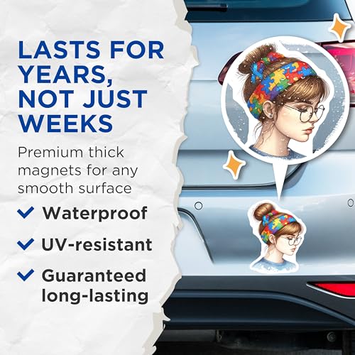 (2 Pack) Puzzle Piece Awareness Magnets - Autism Support - Awareness Decoration - 5" On Longest Side - for Cars, Fridges, Toolboxes - Made in USA - MAG6570