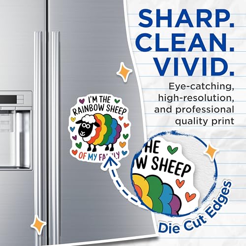 (2 Pack) Rainbow Sheep Magnets Magnets - Funny Family Decor - LGBTQ Pride Accessories - 5" On Longest Side - Made in USA - Sticks to Refrigerators & Metal Surfaces - MAG9164