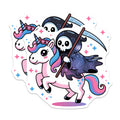 (2 Pack) Grim Reaper Unicorn Magnets - Kawaii Pastel Goth Decor - Spooky Cute Fantasy Art - 5 Inches On Longest Side - Thick Durable Magnet - Made in USA - MAG21969