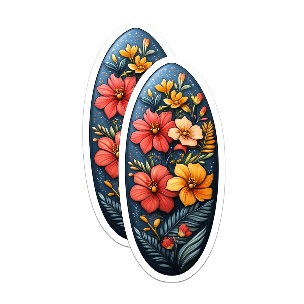 (2 Pack) Tropical Floral Magnets - Vibrant Botanical Fridge Decor - Exotic Flower Kitchen Accessory - 5 Inches On Longest Side - Thick Durable Magnet - Made in USA - MAG29589