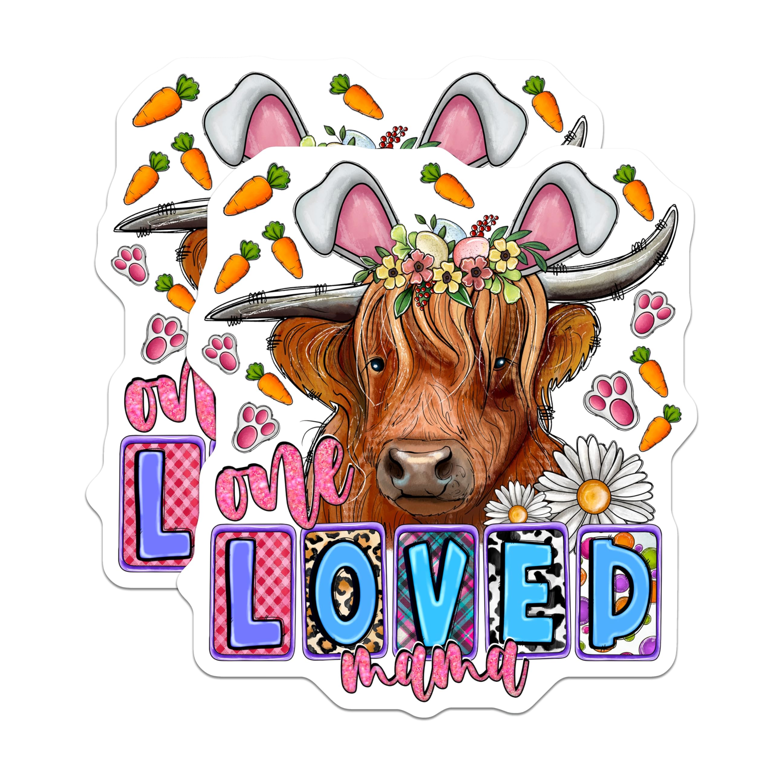 (2 Pack) Highland Cow Magnets - Easter Mama Decor - Spring Farmhouse Charm - 5 Inches On Longest Side - Thick Durable Magnet - Made in USA - MAG24472