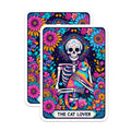(2 Pack) Cat Lover Sugar Skull Magnets - Dia de Los Muertos Decor - Vibrant Pet Art for Fridge - 5 Inches On Longest Side - Thick Durable Magnet - Made in USA - MAG28394