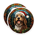 (2 Pack) Christmas Goldendoodle Magnets - Santa Hat Dog Holiday Decor - Stained Glass Look Fridge - 5 Inches On Longest Side - Thick Durable Magnet - Made in USA - MAG27554