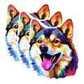 (3 Pack) Shiba Inu Decals - Colorful Dog Decal - Laptop Decal - 3 Inches On Longest Side - Easy Peel & Apply - Made in USA - 3MCS0821