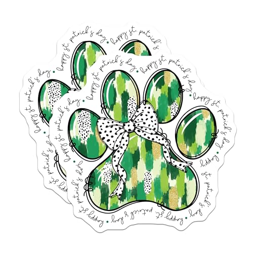 (2 Pack) St Patricks Day Paw Print Magnets Magnets - Green Holiday Decor - 5" On Longest Side - Made in USA - Sticks to Refrigerators & Metal Surfaces - MAG8623