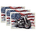 (3 Pack) Motorcycle Decals - American Flag Art - Biker Garage Decor - 3 Inches On Longest Side - Easy Peel & Apply - Made in USA - 3MCS7969