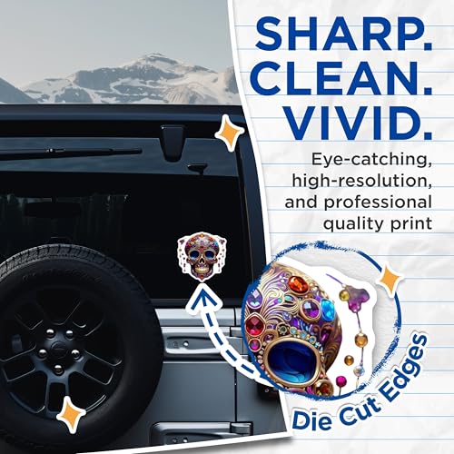 (2 Pack) Day of The Dead Skull Stickers - Mexican Festival Decoration - Colorful Skull Waterproof Decal - 5" On Longest Side - Sticks to Smooth Flat Surfaces - Made in USA - BMCS8605 - BMCS8605