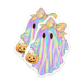 (2 Pack) Holographic Ghost Magnets - Iridescent Halloween Decor - Kawaii Pastel Trick or Treat - 5 Inches On Longest Side - Thick Durable Magnet - Made in USA - MAG23130