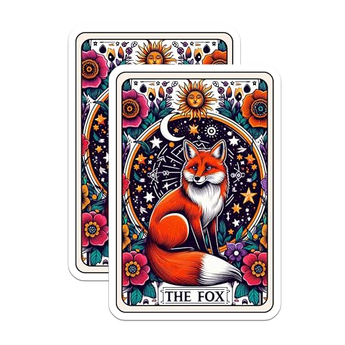 (2 Pack) Fox Stickers - Starry Night Animal Stickers - Artistic Fox Decal Set - 5" On Longest Side - Sticks to Smooth Flat Surfaces - Made in USA - BMCS4458