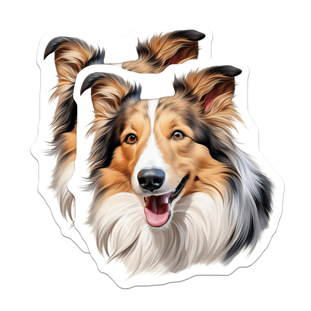 (2 Pack) Shetland Sheepdog Magnets - Happy Sheltie Dog Art - Collie Lover Refrigerator Decor - 5 Inches On Longest Side - Thick Durable Magnet - Made in USA - MAG26398