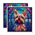 (2 Pack) Yorkshire Terrier Magnets - Stained Glass Dog - Unique Fridge Home Decor - 5" On Longest Side - Premium Magnet - for Cars, Refrigerators, Toolboxes, Lockers - Made in USA - MAG14697