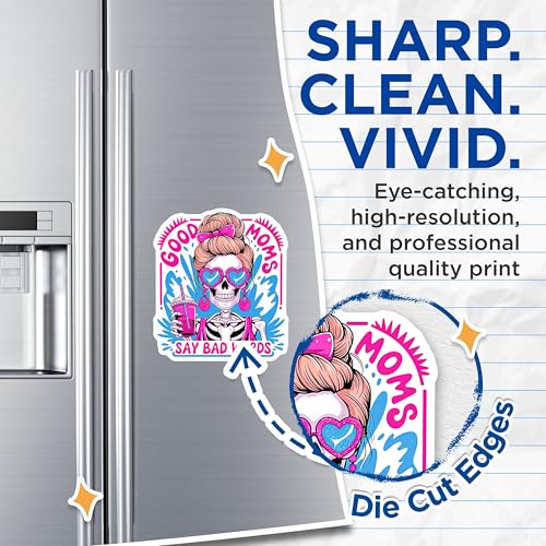 (2 Pack) Good Moms Say Bad Words Magnets - Funny Mom Skeleton - Humor Kitchen Fridge Decor, Sarcastic Quotes - 5" On Longest Side - for Cars, Fridges, Toolboxes - Made in USA - MAG7199