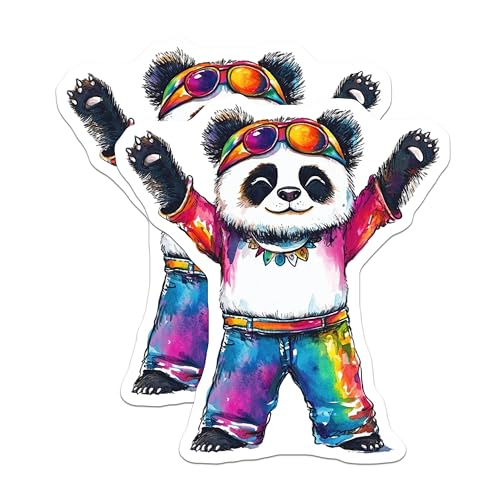 (2 Pack) Colorful Panda Decorations Magnet - 5" On Longest Side - Sticks to Smooth Flat Surfaces - Made in USA - MAG9507