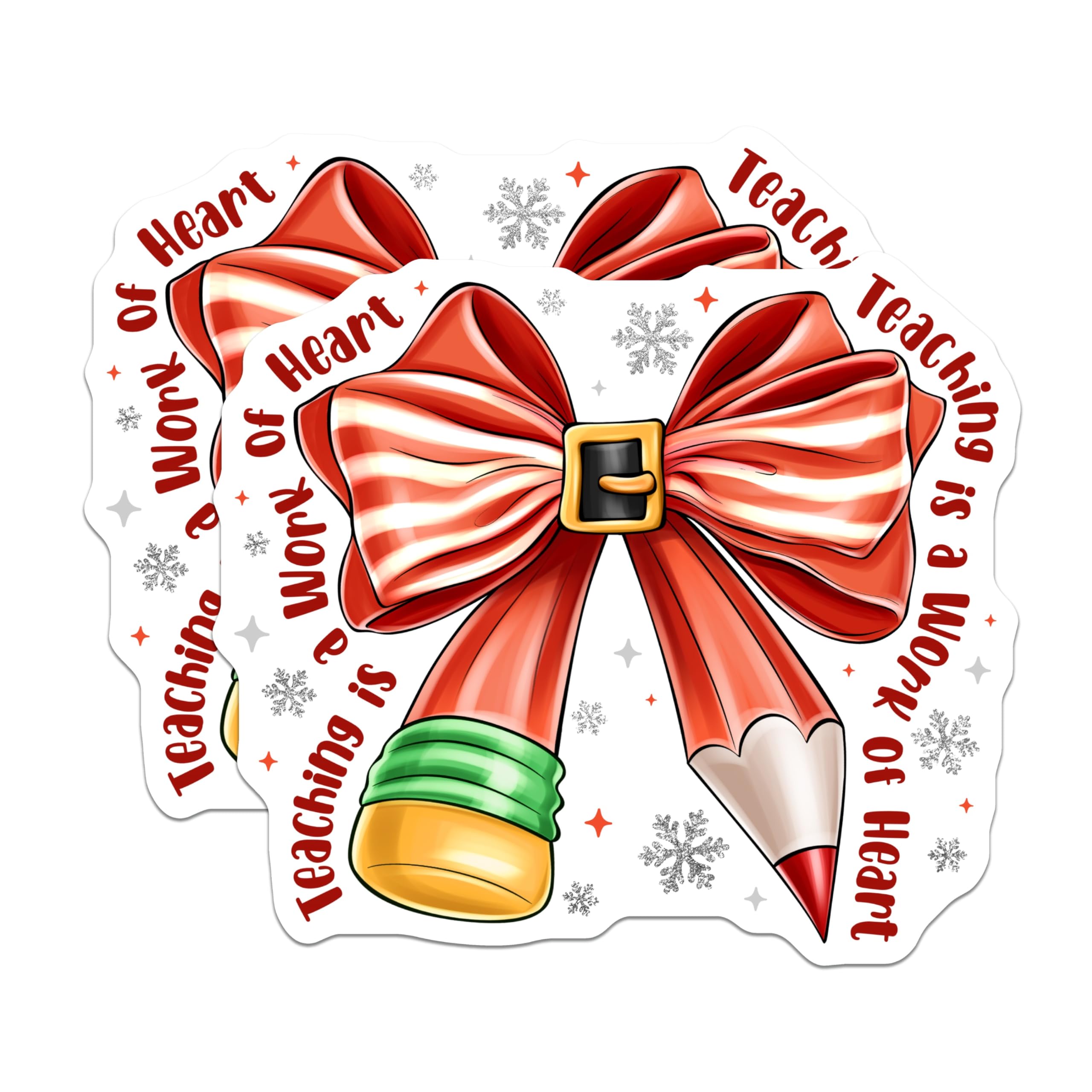 (2 Pack) Teacher Christmas Magnets - Work of Heart Quote - Holiday Classroom Decor - 5 Inches On Longest Side - Thick Durable Magnet - Made in USA - MAG26699