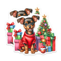 (2 Pack) Cute Puppy Christmas Magnets - Dog Lover Holiday - Festive Pet Decor - 5 Inches On Longest Side - Thick Durable Magnet - Made in USA - MAG30598