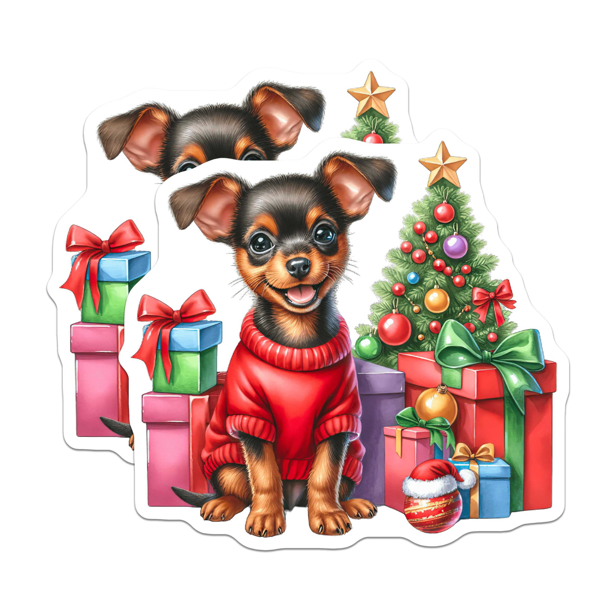 (2 Pack) Cute Puppy Christmas Magnets - Dog Lover Holiday - Festive Pet Decor - 5 Inches On Longest Side - Thick Durable Magnet - Made in USA - MAG30598