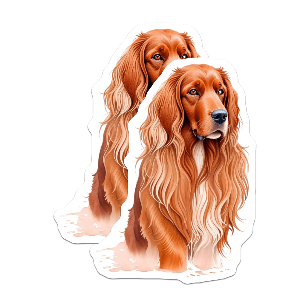 (2 Pack) Irish Setter Dog Magnets - Pet Owner Home Decor - Animal Portrait Art - 5 Inches On Longest Side - Thick Durable Magnet - Made in USA - MAG37680