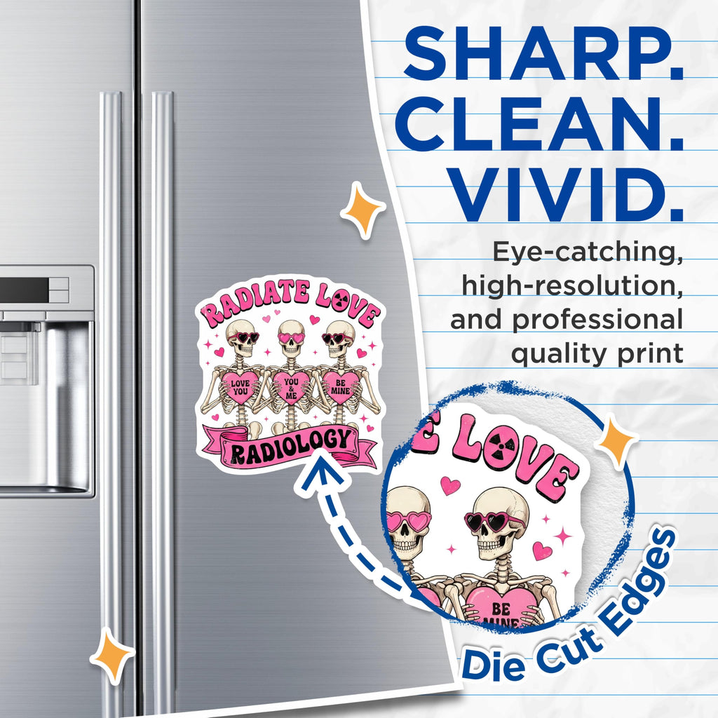 (2 Pack) Radiology Skeleton Magnets - Radiate Love - Heart Sunglasses Magnet Set - 5" On Longest Side - Premium Magnet - for Cars, Refrigerators, Toolboxes, Lockers - Made in USA - MAG14295