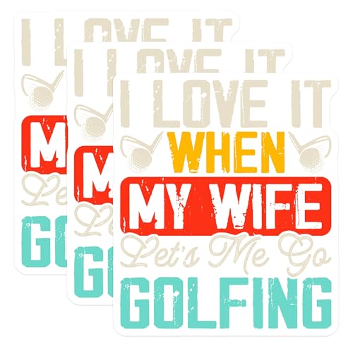 (3 Pack) Golfing Decals - Funny Wife - Husband Golfer - Golf Lover - 3 Inches On Longest Side - Easy Peel & Apply - Made in USA - 3MCS2461