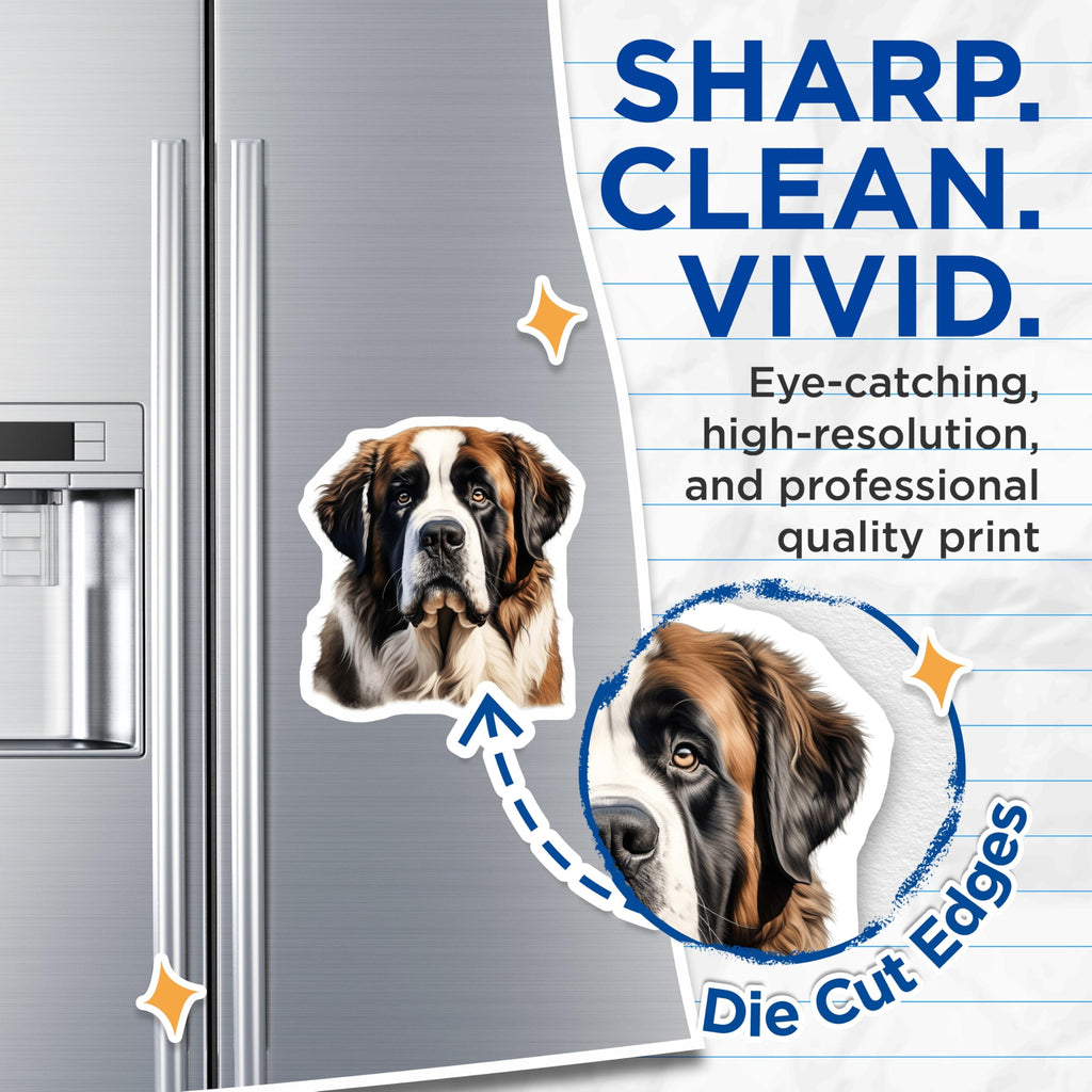 (2 Pack) Saint Bernard Dog Magnets - Large Breed Decor - Pet Lover Animal Art - 5 Inches On Longest Side - Thick Durable Magnet - Made in USA - MAG26889