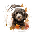 (2 Pack) Autumn Dog Magnets - Watercolor Goldendoodle Labradoodle Magnets - Fall Pet Lover Decor - 5 Inches On Longest Side - Thick Durable Magnet - Made in USA - MAG27563