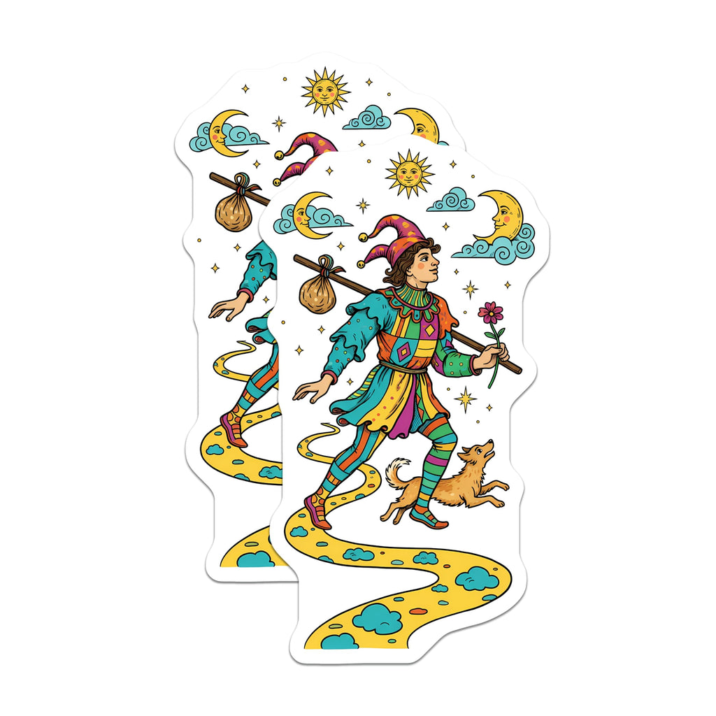 (2 Pack) Tarot Fool Magnets - Mystic Journey Art - Spiritual Refrigerator Decor - 5 Inches On Longest Side - Thick Durable Magnet - Made in USA - MAG23059