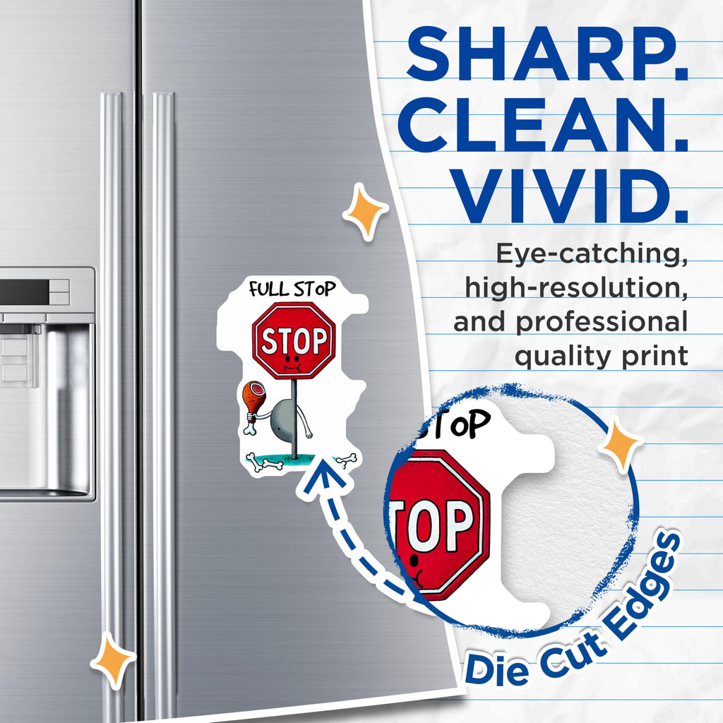 (2 Pack) Stop Sign Character Magnets - Kitchen Decor - Office Decor - 5" On Longest Side - for Cars, Fridges, Toolboxes - Made in USA - MAG7584