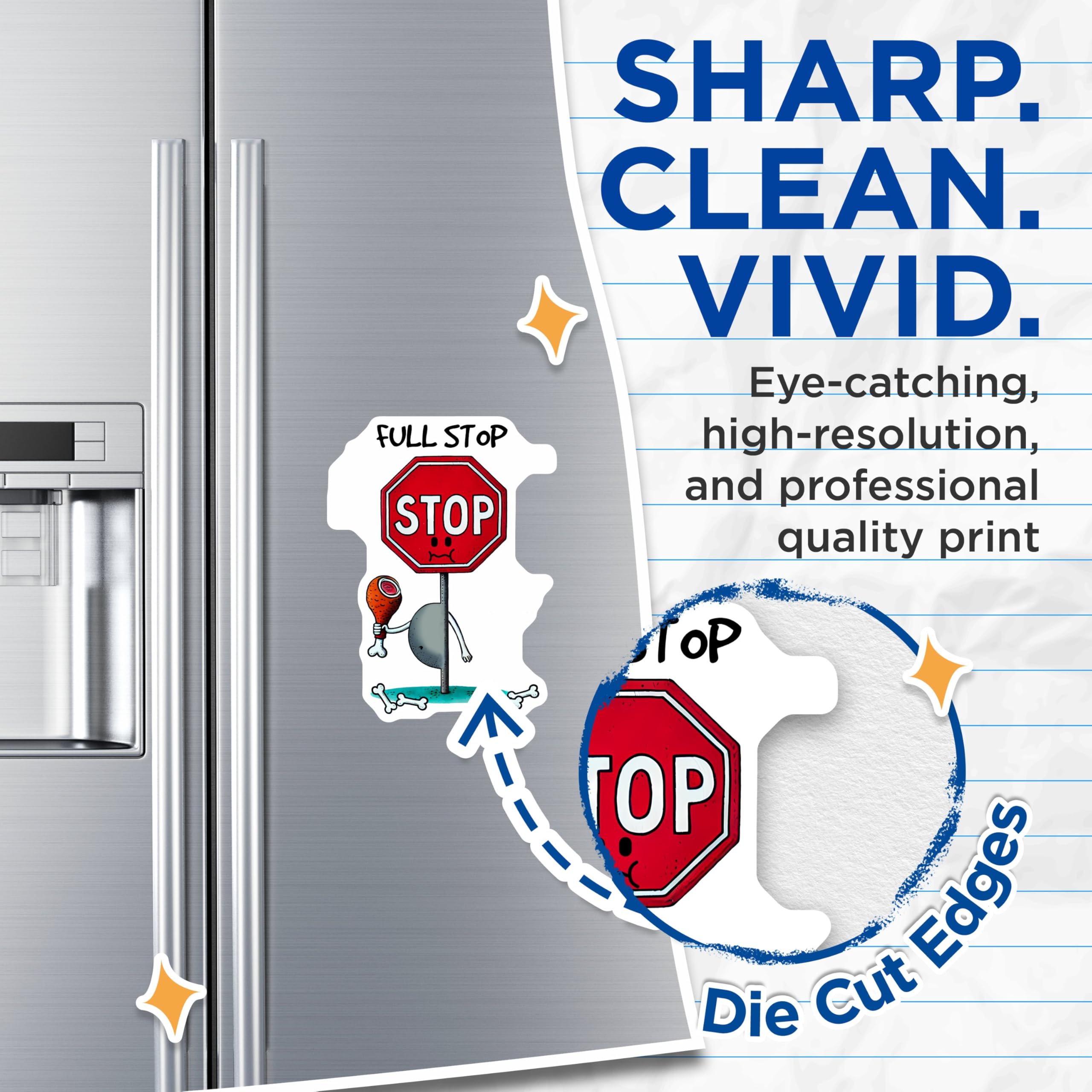 (2 Pack) Stop Sign Character Magnets - Kitchen Decor - Office Decor - 5" On Longest Side - for Cars, Fridges, Toolboxes - Made in USA - MAG7584