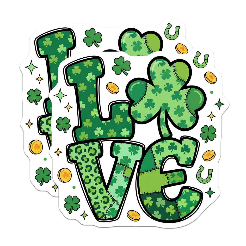 (2 Pack) St Patricks Day Magnets - Shamrock Love Design - Lucky Clover Decor - 5" On Longest Side - Premium Magnet - for Cars, Refrigerators, Toolboxes, Lockers - Made in USA - MAG16850