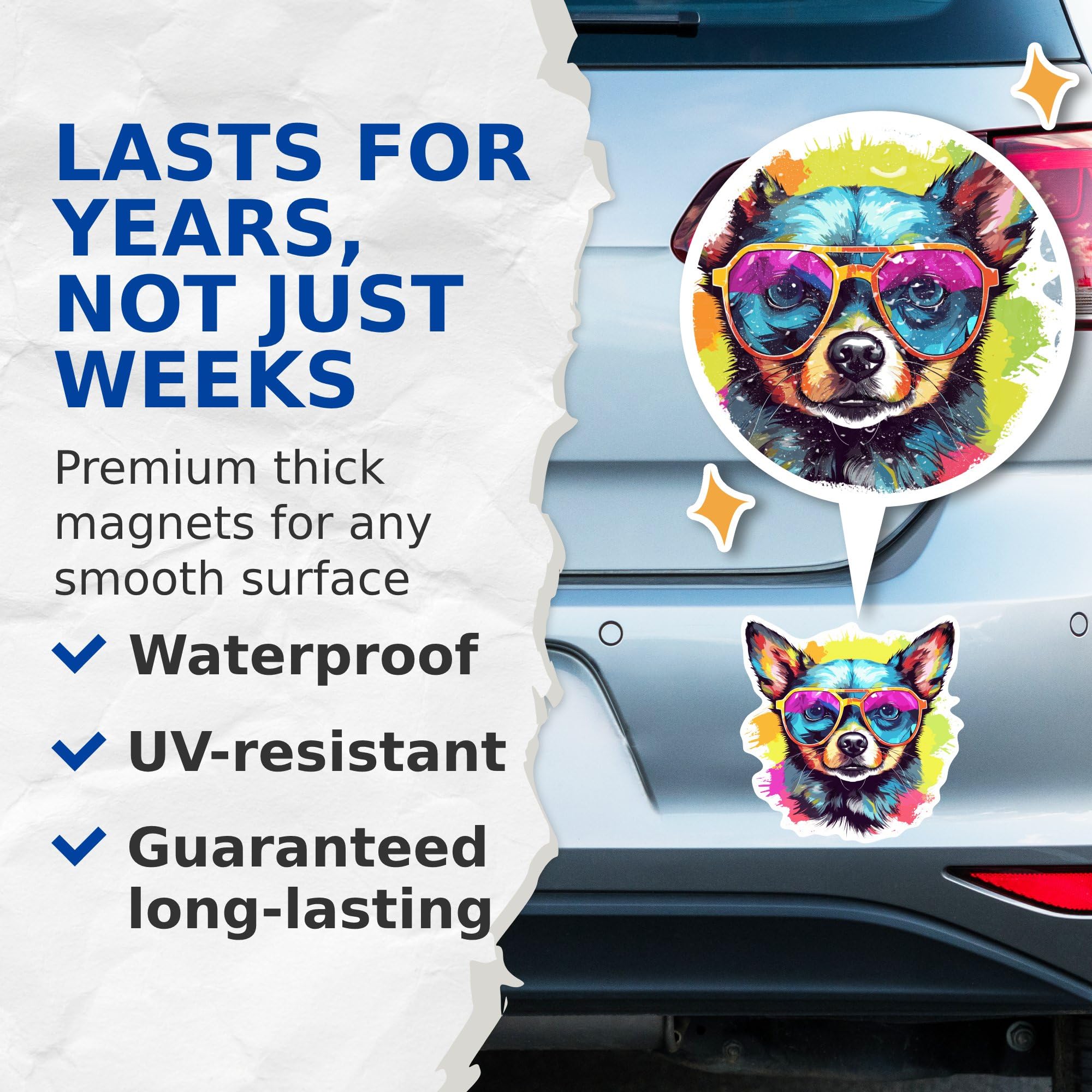 (2 Pack) Chihuahua Dog Magnets - Chihuahua with Sunglasses - Choose FromOver 100 Dog Breeds - 5" On Longest Side - Premium Magnet - Made in USA - MAG0338