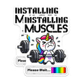(2 Pack) Installing Muscles Unicorn Stickers - Gym Humor Stickers - Weightlifting Workout Fun - 5" On Longest Side - Sticks to Any Smooth Flat Surface - Made in USA - BMCS3600