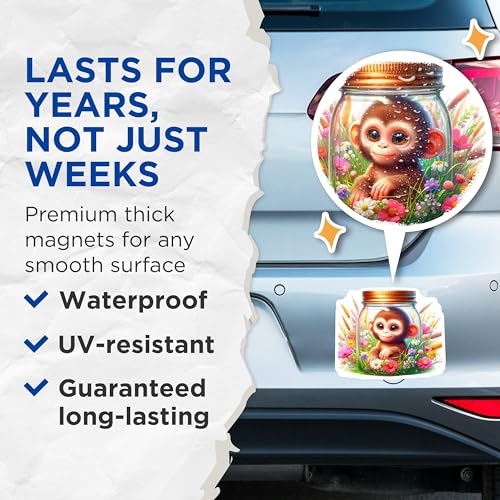 (2 Pack) Adorable Animal Decor Magnet - 5" On Longest Side - Sticks to Smooth Flat Surfaces - Made in USA - MAG9384
