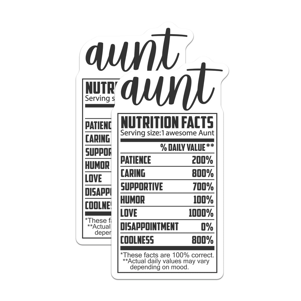 (2 Pack) Aunt Nutrition Facts Magnets - Cool Aunt - Auntie Appreciation - 5" On Longest Side - Premium Magnet - for Cars, Refrigerators, Toolboxes, Lockers - Made in USA - MAG14870