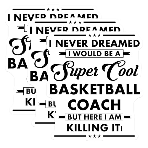 (3 Pack) Basketball Coach Decals - Cool Coach Sticker - Inspirational Coach Sayings - 3 Inches On Longest Side - Easy Peel & Apply - Made in USA - 3MCS4746