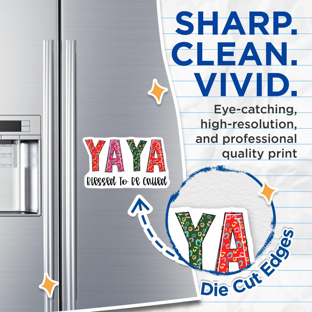 (2 Pack) Yaya Magnets - Blessed to Be Called - Colorful Leopard Print Refrigerator Magnets - 5" On Longest Side - Premium Magnet - for Cars, Refrigerators, Toolboxes, Lockers - Made in USA - MAG15441